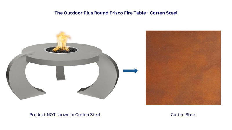 The Outdoor Plus 80" Round Frisco Fire Table - Corten Steel-Patio Pelican