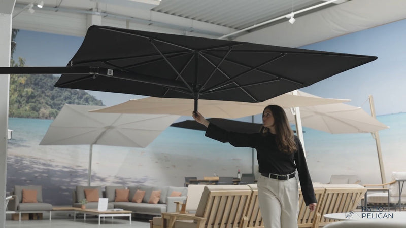 Umbrosa Paraflex UX Full Black Wall Mounted Umbrella-Patio Pelican