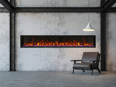 Amantii 100" Symmetry Smart Built-In Electric Indoor/Outdoor Fireplace-Patio Pelican