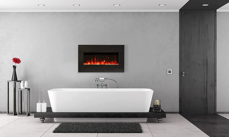 Amantii 30" Panorama Extra Slim Smart Indoor/Outdoor Built-in Electric Fireplace-Patio Pelican