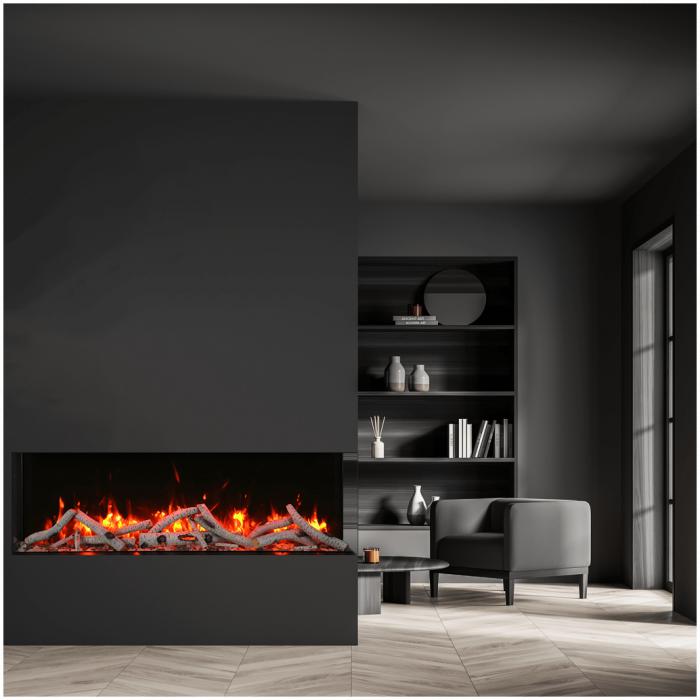 Amantii 72" True View Smart Slim 3-Sided Glass Electric Indoor/Outdoor Fireplace-Patio Pelican