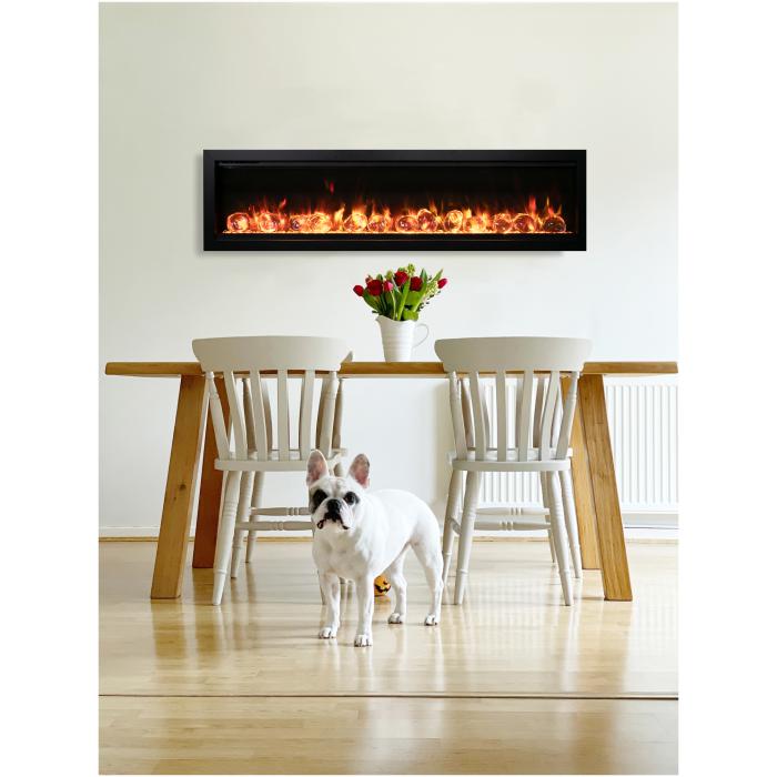 Amantii 74" Symmetry Bespoke Built-In Electric Outdoor Fireplace-Patio Pelican