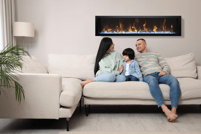 Amantii 88" Panorama Slim Smart Built-In Electric Indoor/Outdoor Fireplace-Patio Pelican