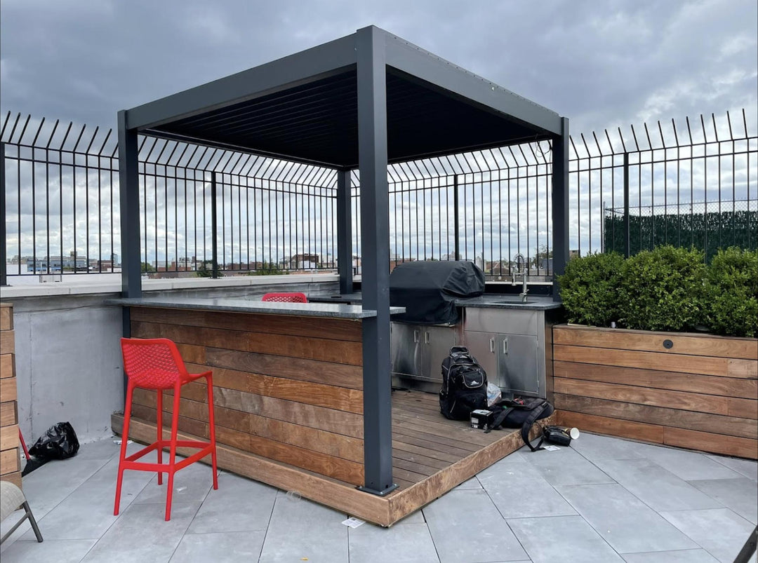 Bon Pergola 10' x 13' Freestanding Louvered Villa Pergola