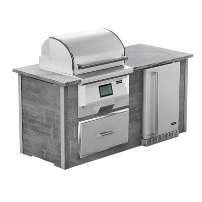 Coyote 6' Ready-To-Assemble Outdoor Kitchen BBQ Grill Island with 28-Inch Pellet Grill, 21-Inch Refrigerator & Storage Drawer-Patio Pelican