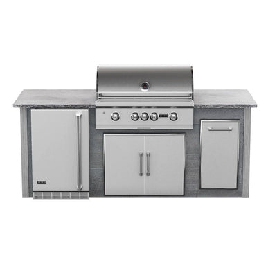 Coyote 8' Ready-To-Assemble Outdoor Kitchen BBQ Grill Island with 36-Inch C-Series Gas Grill, 21-Inch Refrigerator, Access Doors & Single Pull-Out Trash-Patio Pelican