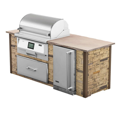 Coyote 8' Ready-To-Assemble Outdoor Kitchen BBQ Grill Island with 36-Inch Pellet Grill, 21-Inch Refrigerator & Storage Drawer-Patio Pelican