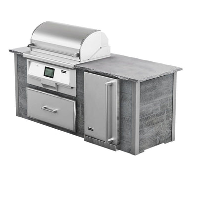 Coyote 8' Ready-To-Assemble Outdoor Kitchen BBQ Grill Island with 36-Inch Pellet Grill, 21-Inch Refrigerator & Storage Drawer-Patio Pelican