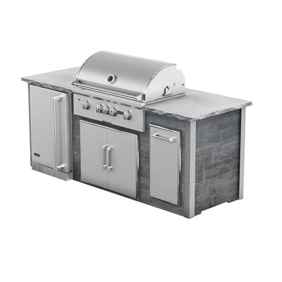 Coyote 8' Ready-To-Assemble Outdoor Kitchen BBQ Grill Island with 36-Inch S-Series Gas Grill, 21-Inch Refrigerator, Access Doors & Single Pull-Out Trash-Patio Pelican