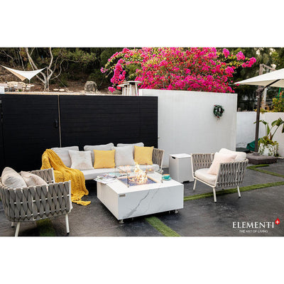 Elementi Plus Bianco Porcelain Fire Table-Patio Pelican