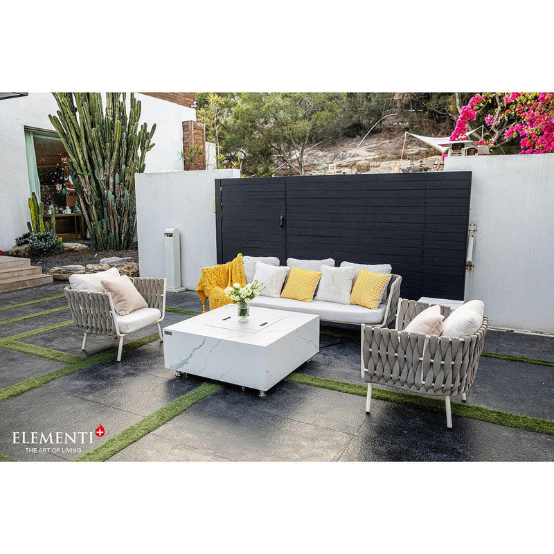 Elementi Plus Bianco Porcelain Fire Table-Patio Pelican