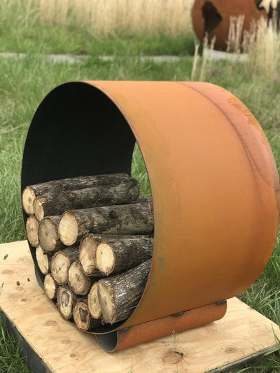 Fire Pit Art - The Orbit - Round Steel Log Rack-Patio Pelican