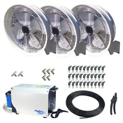 HydroMist DIY Three 18" Mist Fan Package with Pro 35 Pump 1000 PSI Pump-Patio Pelican