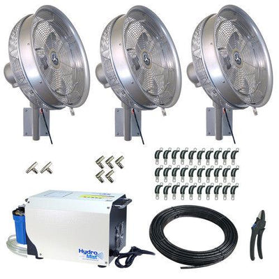 HydroMist DIY Three 18" Mist Fan Package with Pro 35 Pump 1000 PSI Pump-Patio Pelican