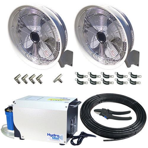 HydroMist Two Misting Fan Package - 18 Inch, 1000PSI ProMist 35 Pump-Patio Pelican