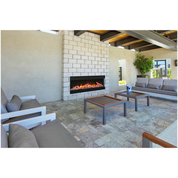 Remii 72" Bay Slim Built-In 3-Sided Indoor/Outdoor Electric Fireplace-Patio Pelican