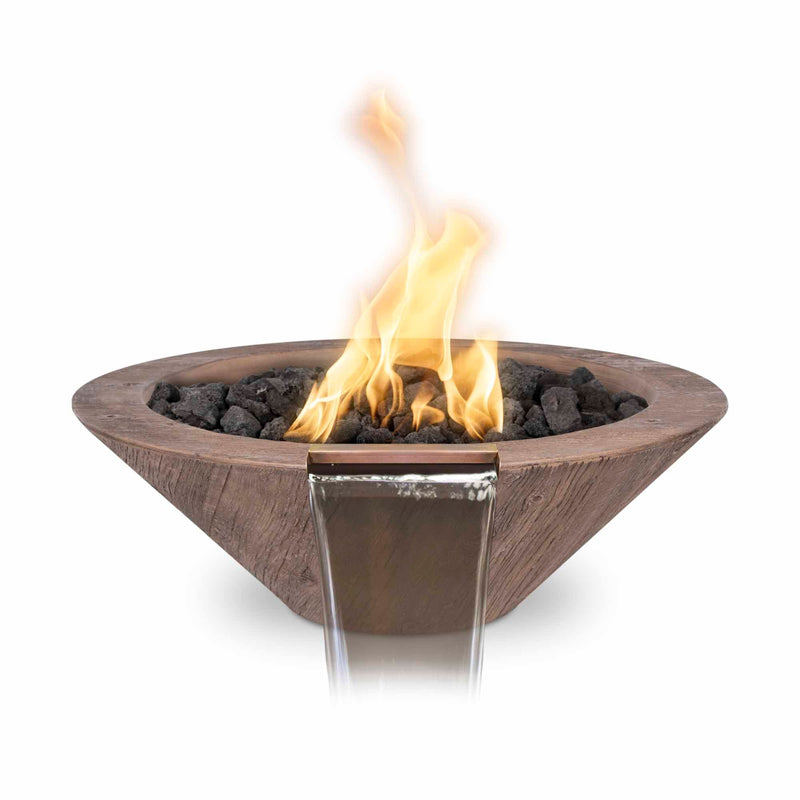 The Outdoor Plus 24" Cazo Fire & Water Bowl - Wood Grain GFRC Concrete-Patio Pelican