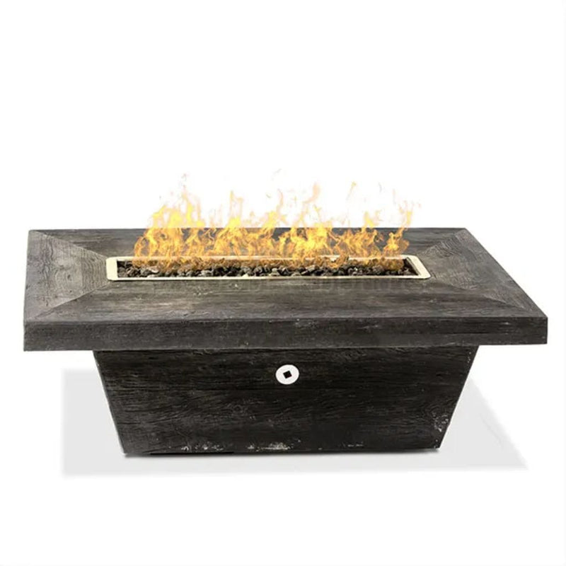 The Outdoor Plus 48" Rectangular Carson Fire Table 24" Tall - Wood Grain GFRC Concrete-Patio Pelican