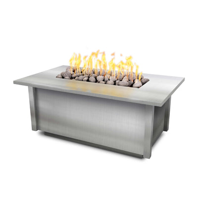 The Outdoor Plus 48" Rectangular Salinas Fire Table - Stainless Steel-Patio Pelican