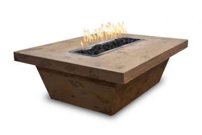 The Outdoor Plus 84" Rectangular Carson Fire Table 16" Tall - Wood Grain GFRC Concrete-Patio Pelican
